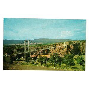 Vintage Royal Gorge Bridge Panorama Postcard Canyon City CO Suspension Incline